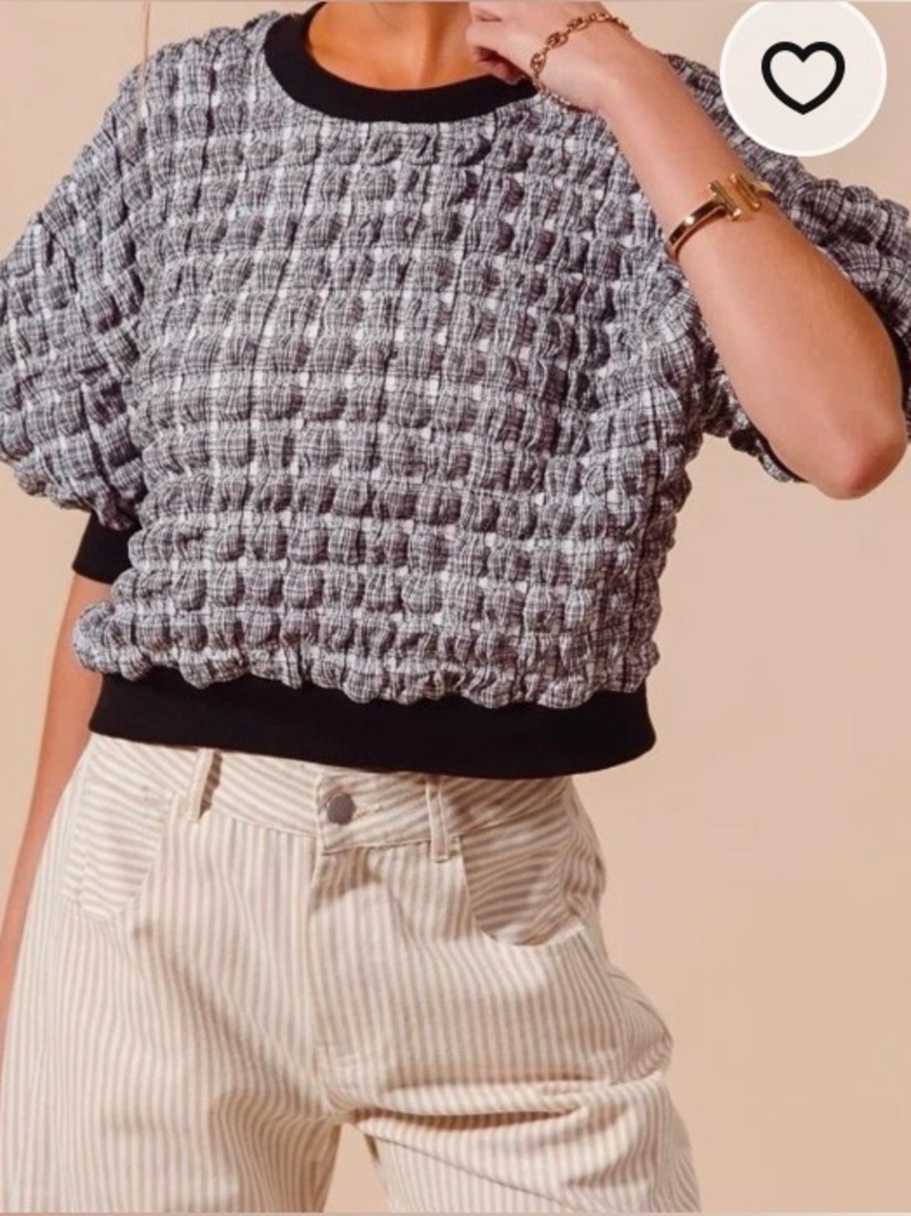 Maeve Textured Bubble Knit Black & Gray Women's Sweater